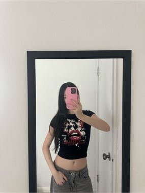 Garage Black Graphic Crop Baby Tee